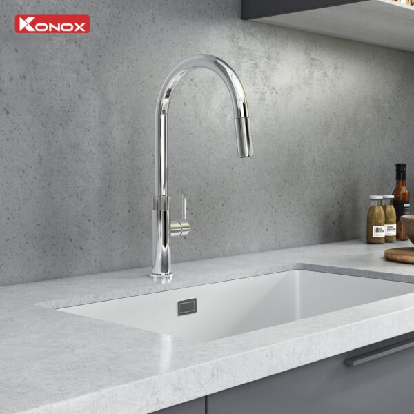 Vòi rửa chén Konox Lasi Chrome - render 1