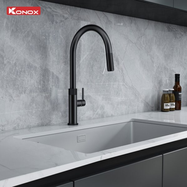 Vòi rửa chén Konox Lasi Gun Metal - render 2