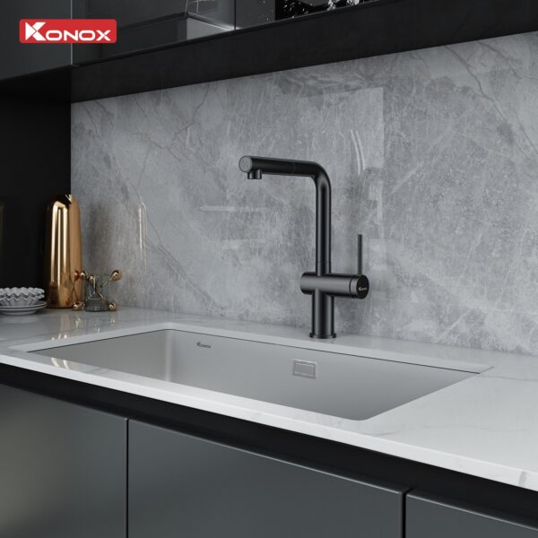 Vòi rửa chén Konox Stream Smart Gun Metal - render 1